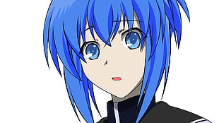 blue haired girl illustration